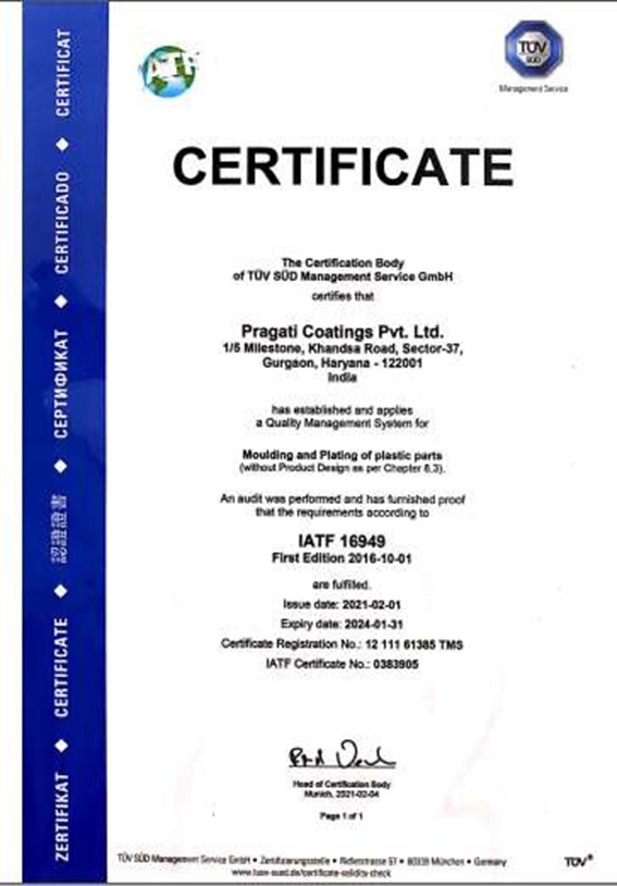 IATF 16949 Certificate